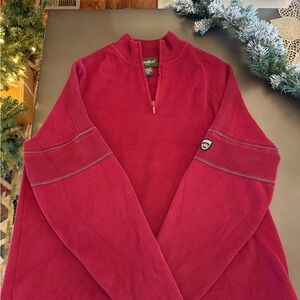 Eddie Bauer Men's Burgundy Zip-Up Sweater